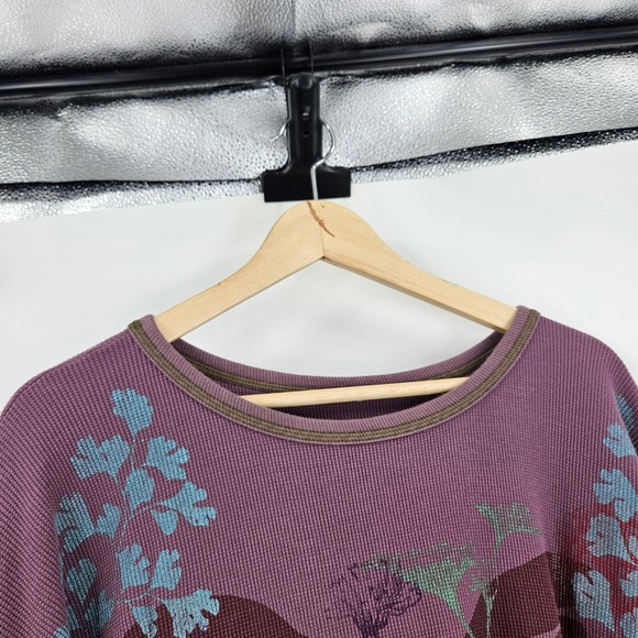 Blue Fish Tunic Dress Purple Waffle Knit Hand Painted Floral Oversized One Size - Picture 8 of 13